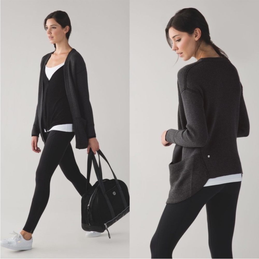 Lululemon Charcoal Vestigan Cardigan Gray Black Sz 6